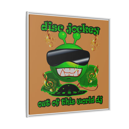 disc jockey - framed canvas art (light brown)