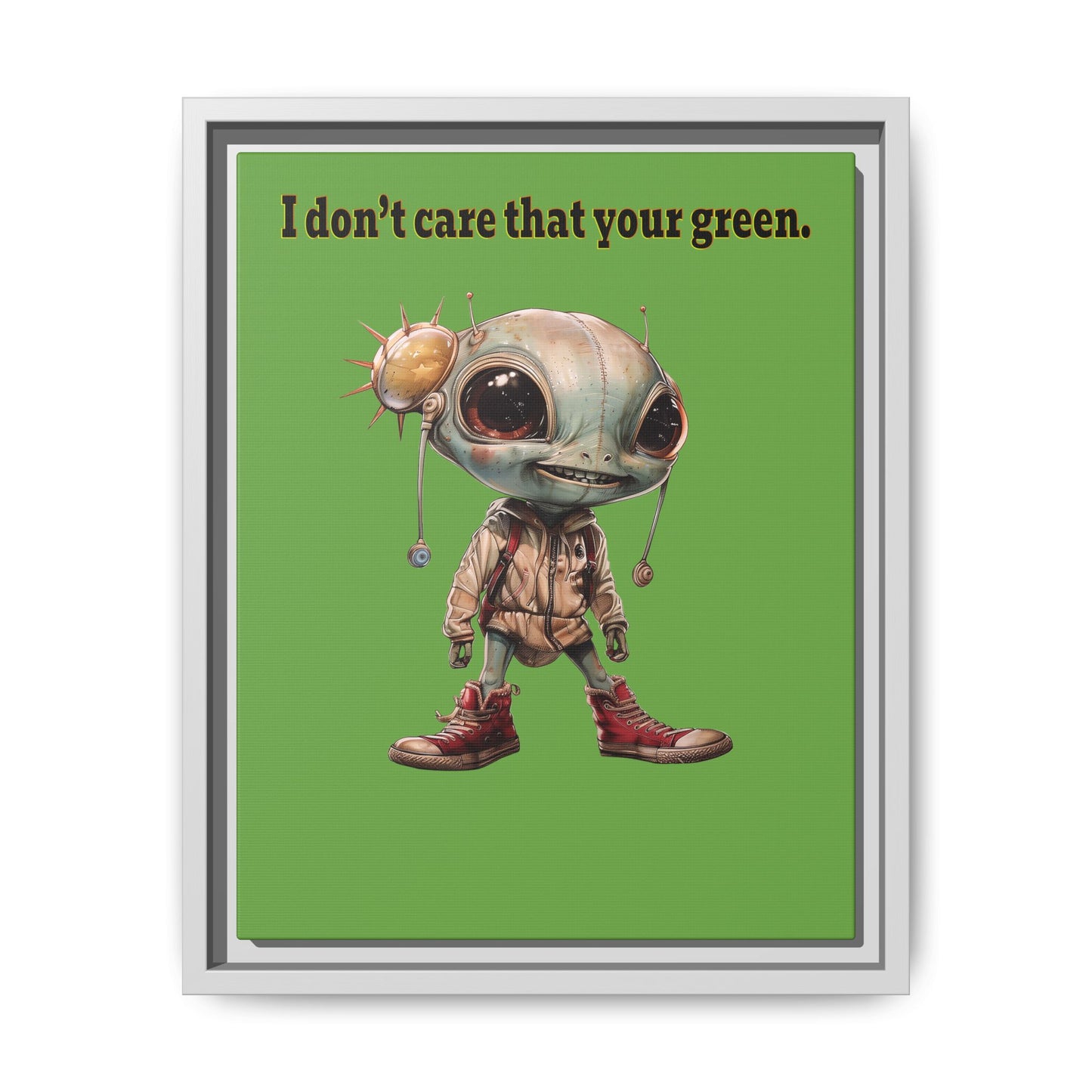 I don't care that your green - framed canvas art (green)