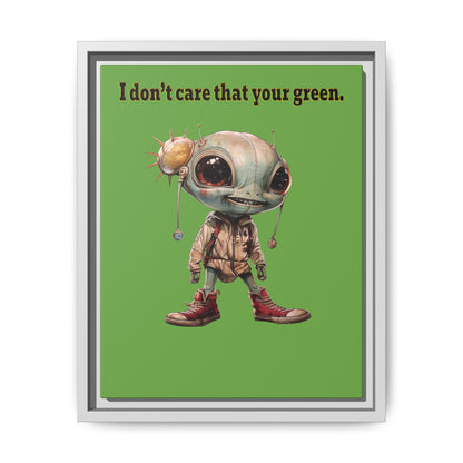 I don't care that your green - framed canvas art (green)