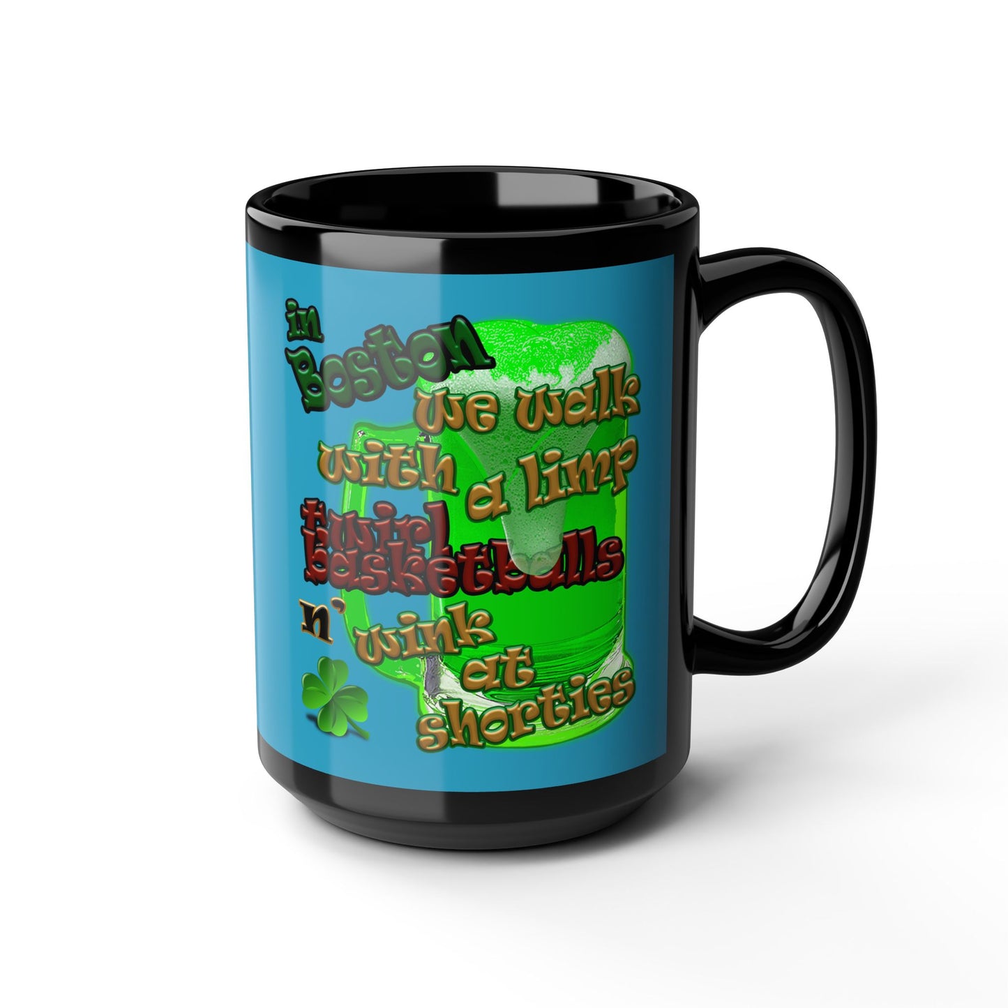 celtics logo - Black Mug (turquoise)