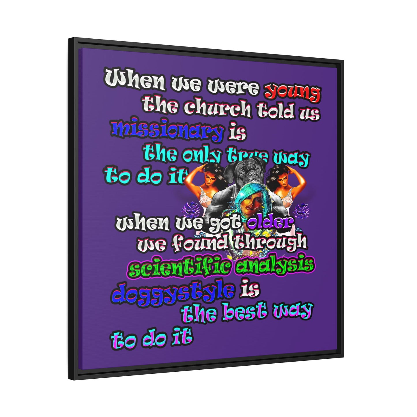 doggystyle - framed canvas art (purple)