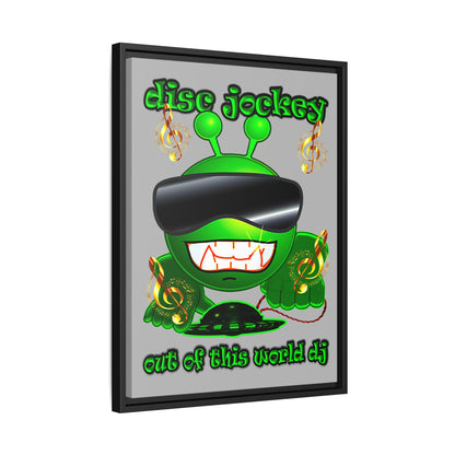 disc jockey - framed canvas art (light grey)