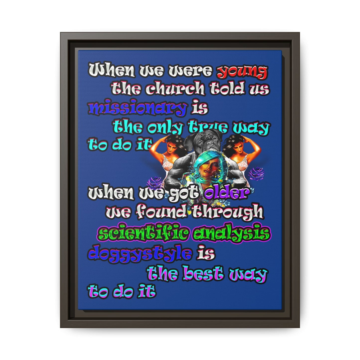 doggystyle - framed canvas art (dark blue)