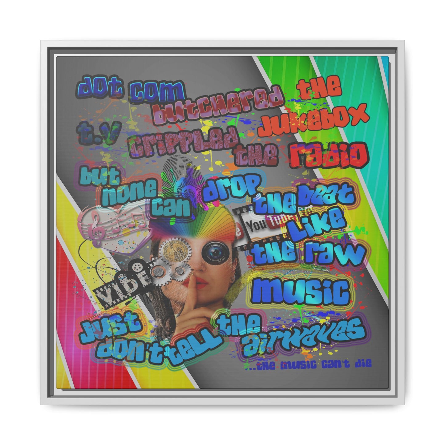 drop the beat - framed canvas art (rainbow split)