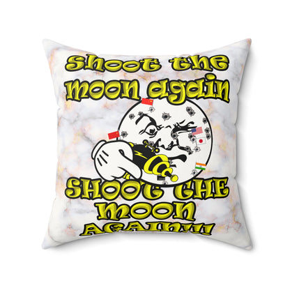shoot the moon again - Faux Suede Square Pillow - (white marble)