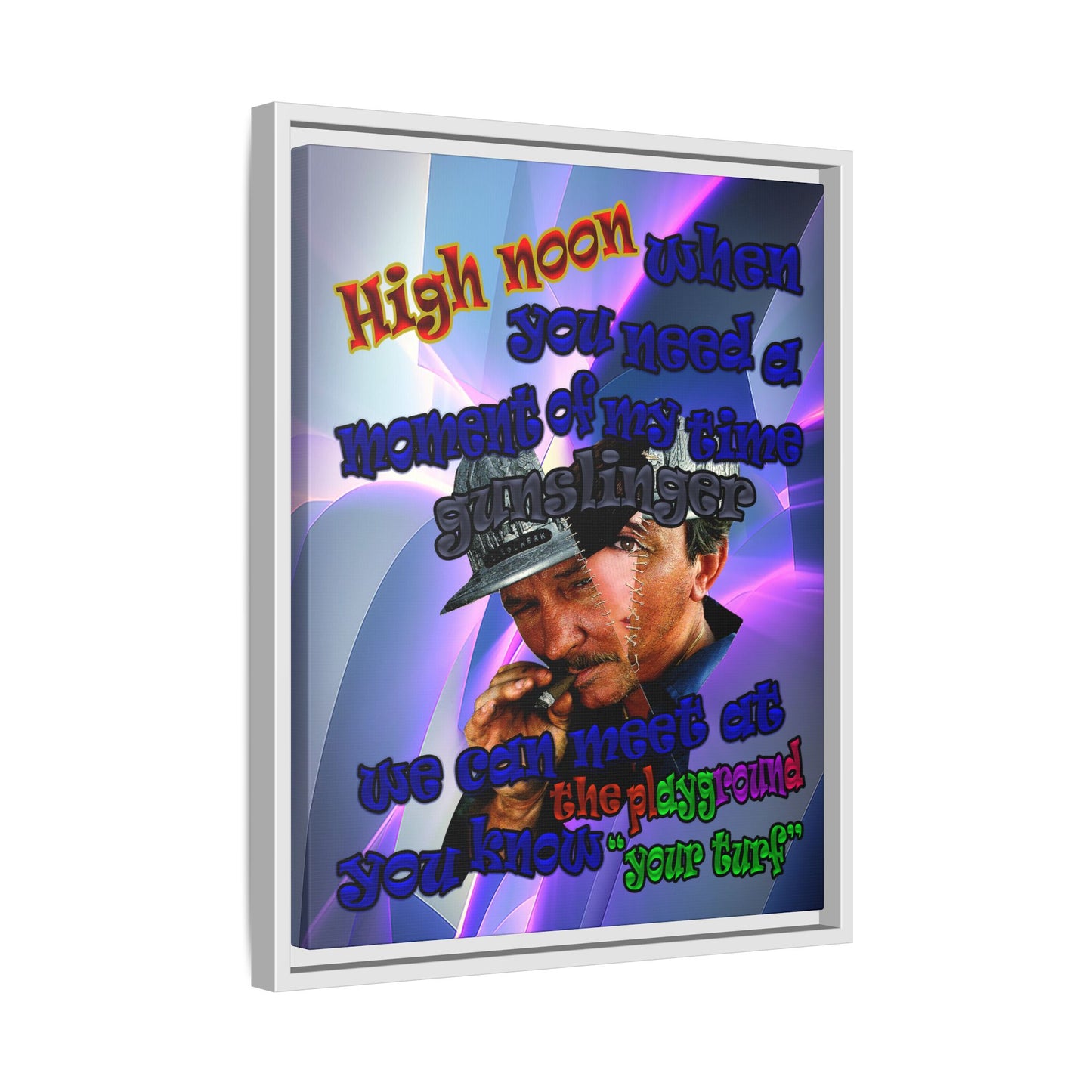 high noon - framed canvas art (grey-pink wave)