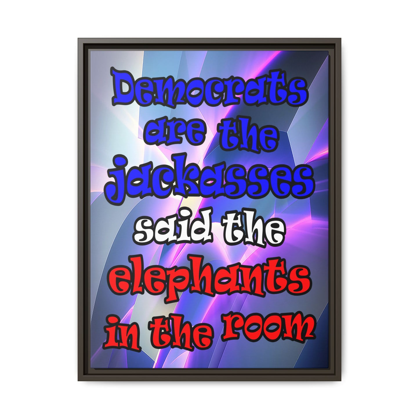 donkeys and elephants - framed canvas art (grey-pink wave)