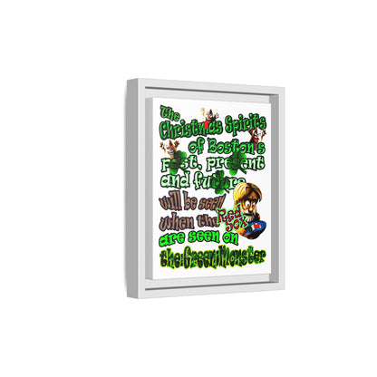 christmas spirits of boston - framed canvas art (white)