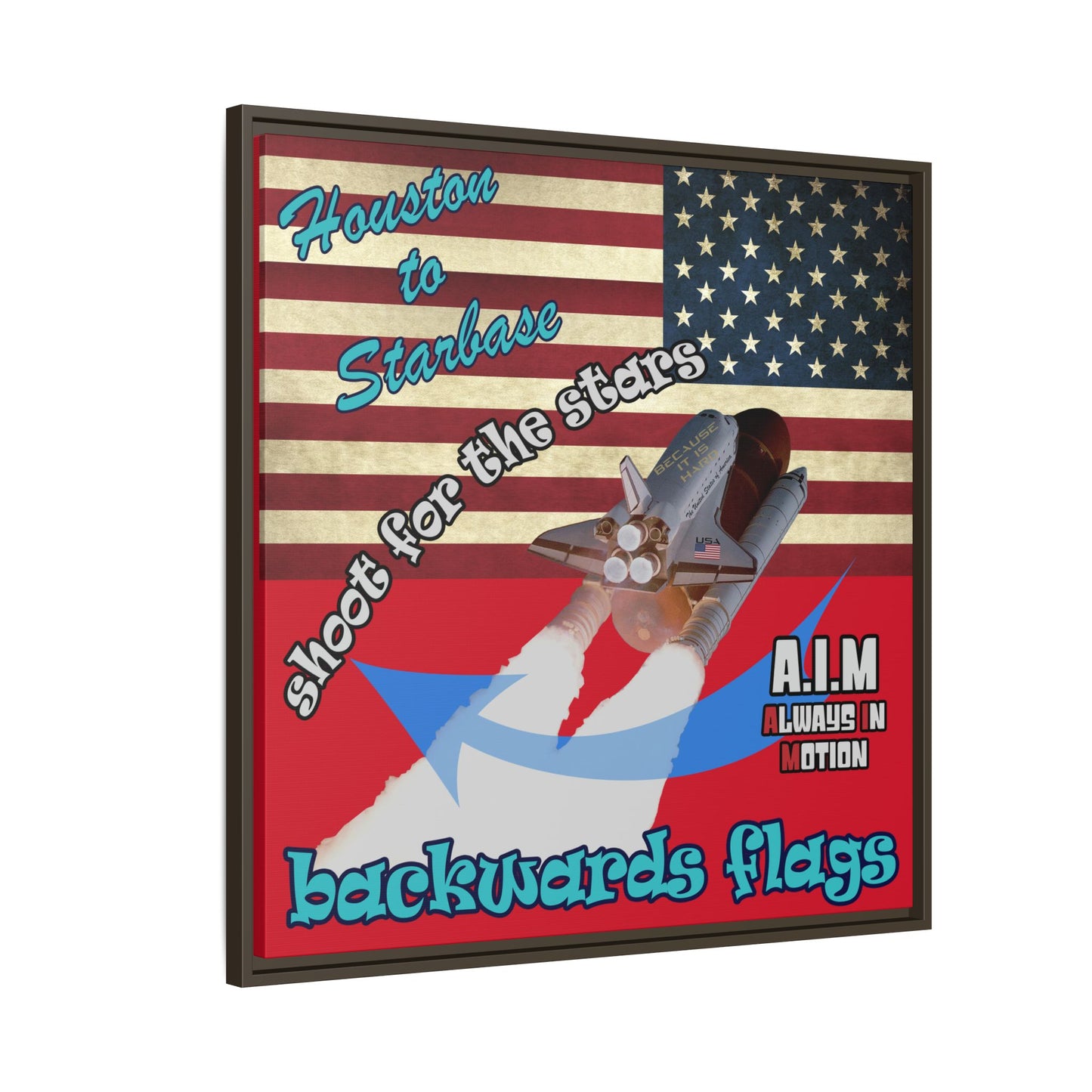 shoot for the stars - framed canvas art (dark red)