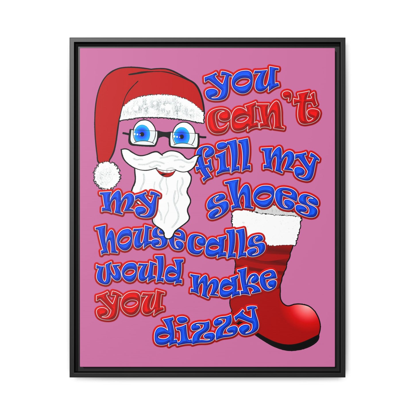 santa's shoes - framed canvas art (light pink)