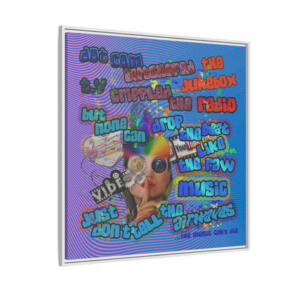 drop the beat - framed canvas art (light blue-purple wave)
