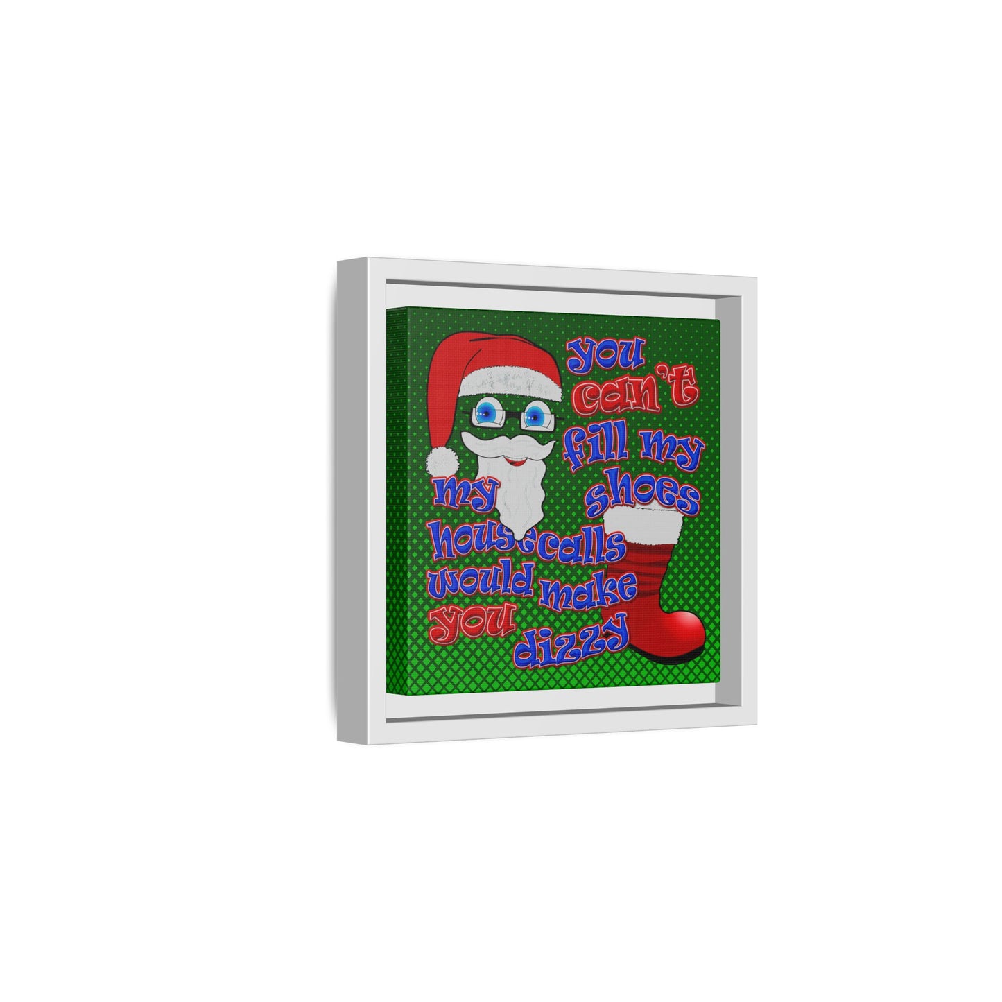 santa's shoes - framed canvas art (logo green)
