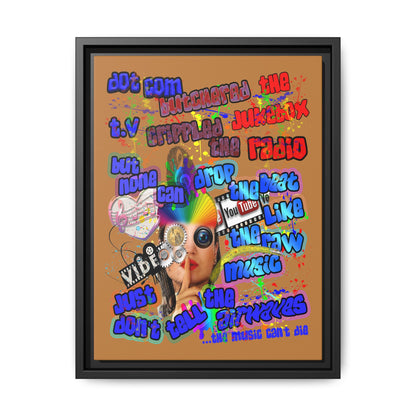drop the beat - framed canvas art (light brown)
