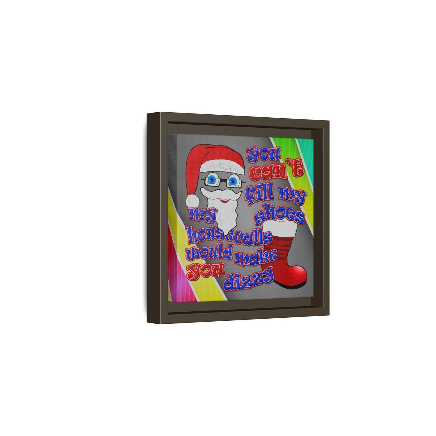 santa's shoes - framed canvas art (rainbow split)