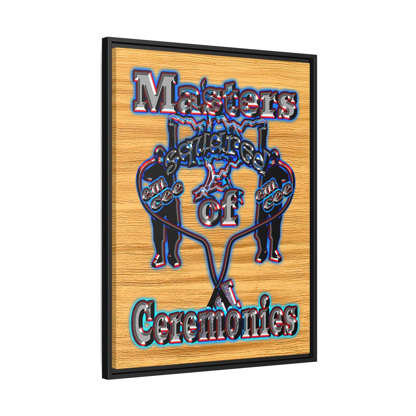 em cee squared - framed canvas art (butterscotch wood finish)