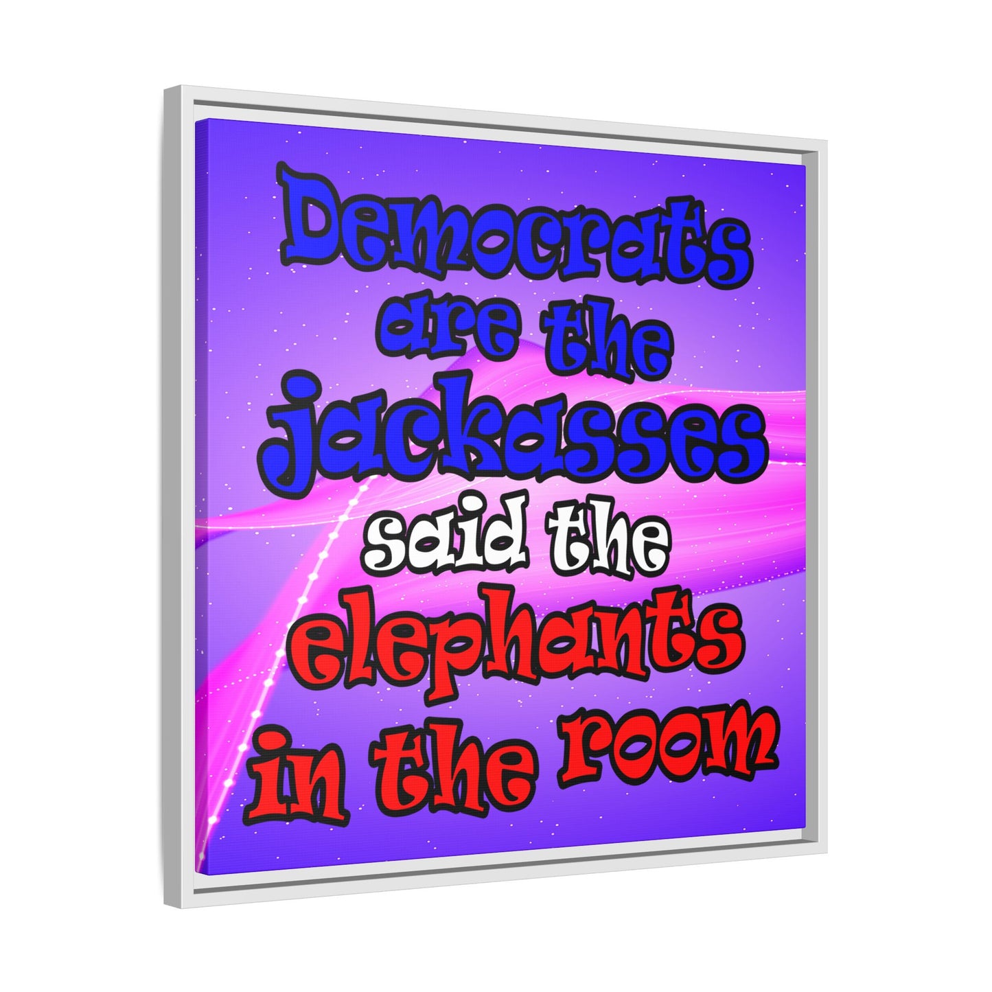 donkeys and elephants - framed canvas art (purple-pink wave)