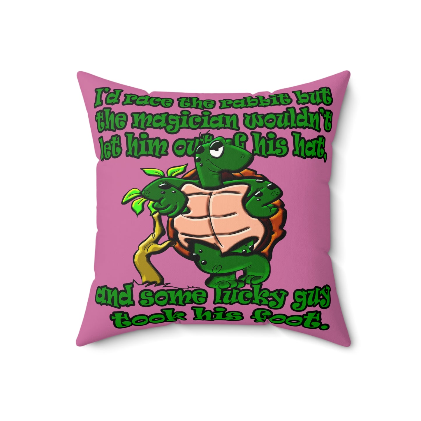 turtle race - Faux Suede Square Pillow - (light pink)