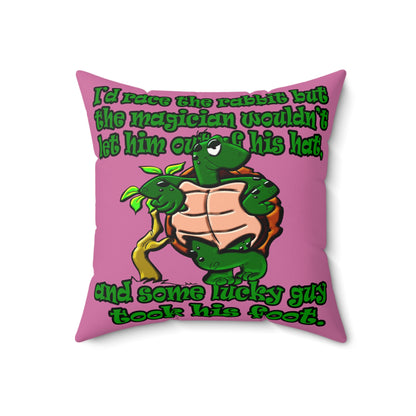 turtle race - Faux Suede Square Pillow - (light pink)