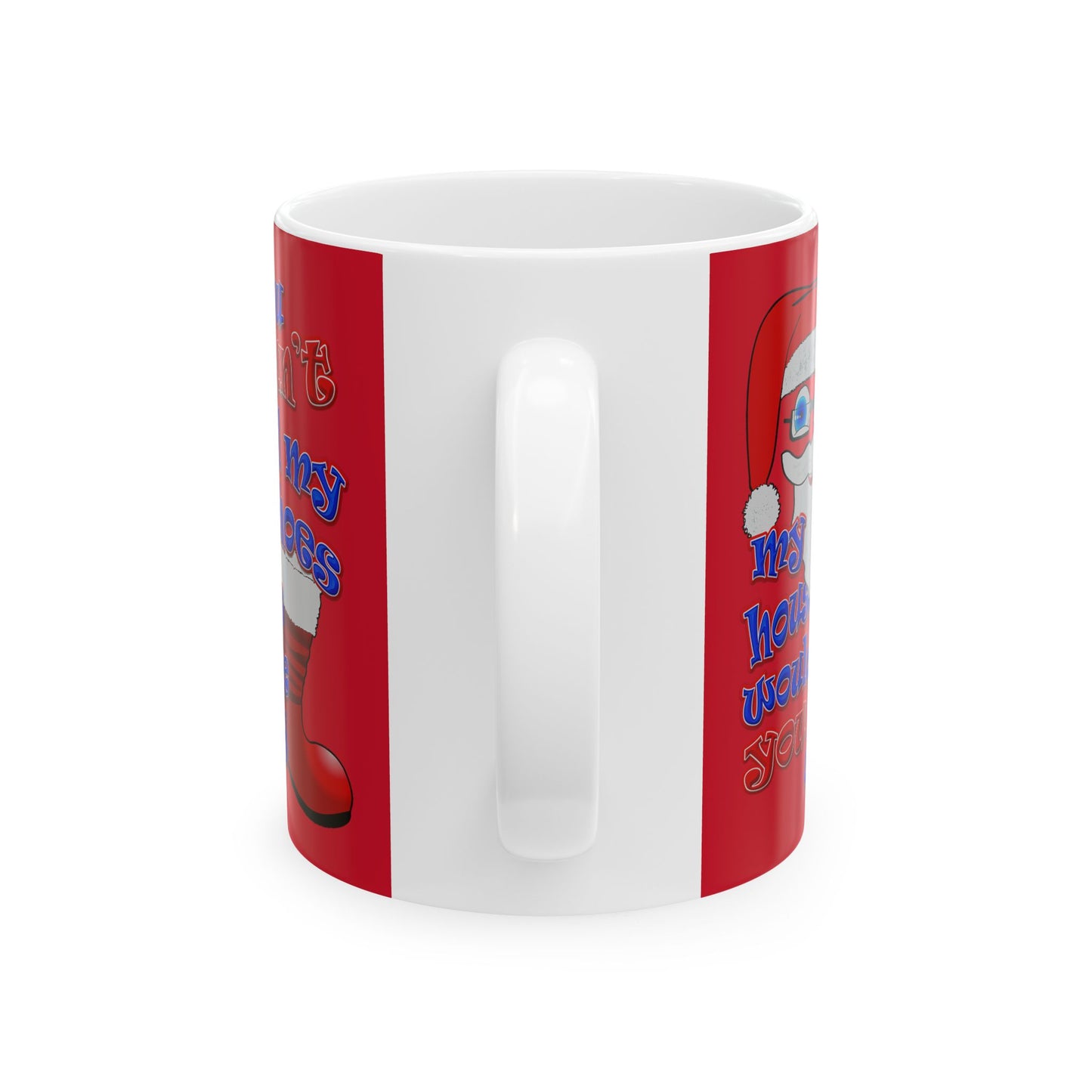 santa's shoes - White Mug (dark red)