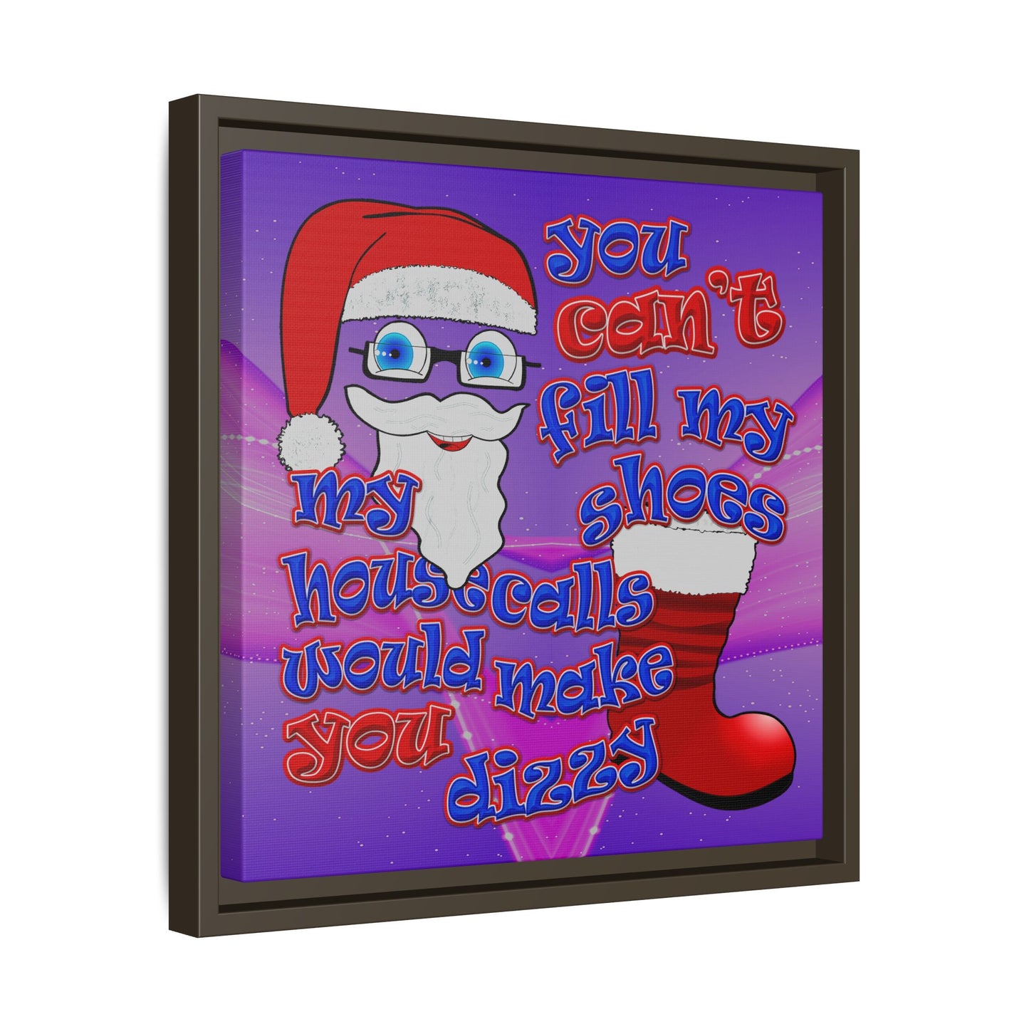 santa's shoes - framed canvas art (purple-pink wave)