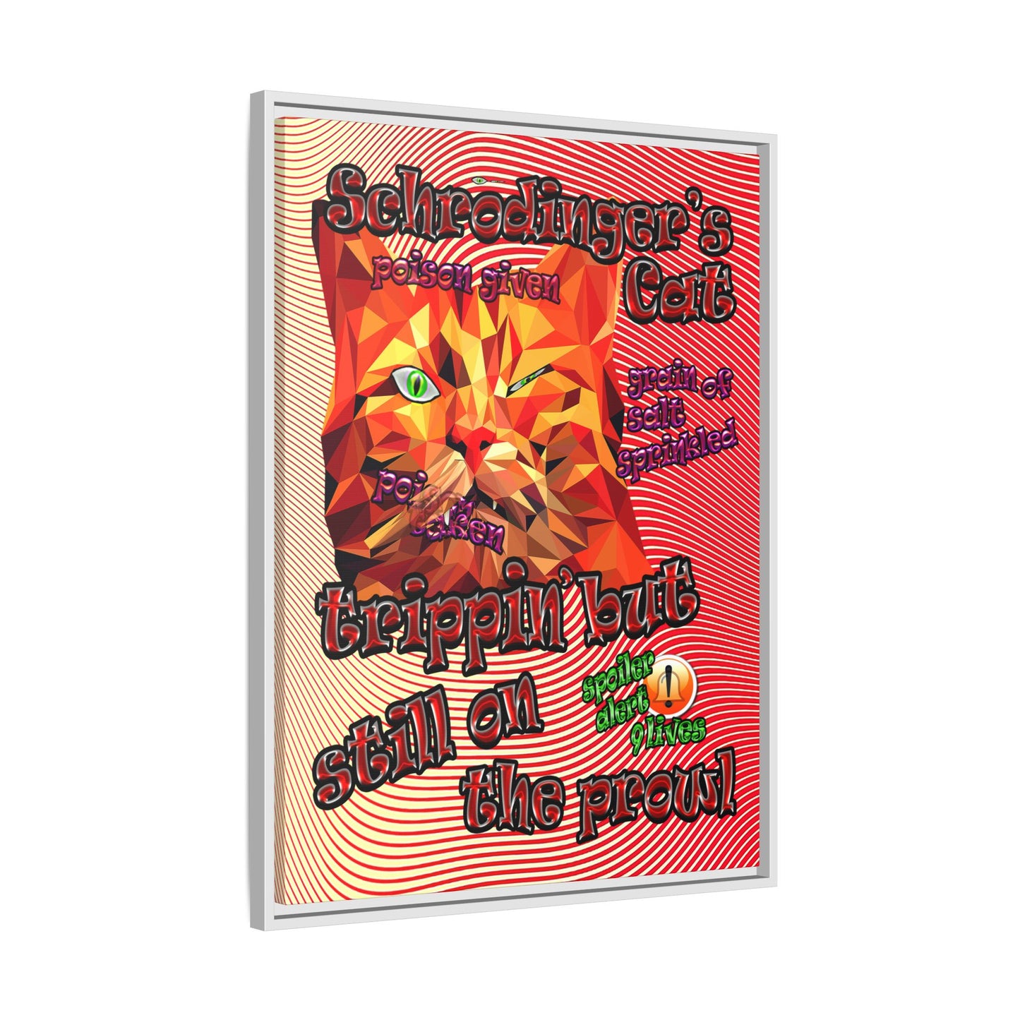 schrodinger's cat - framed canvas art (yellow-orange wave)