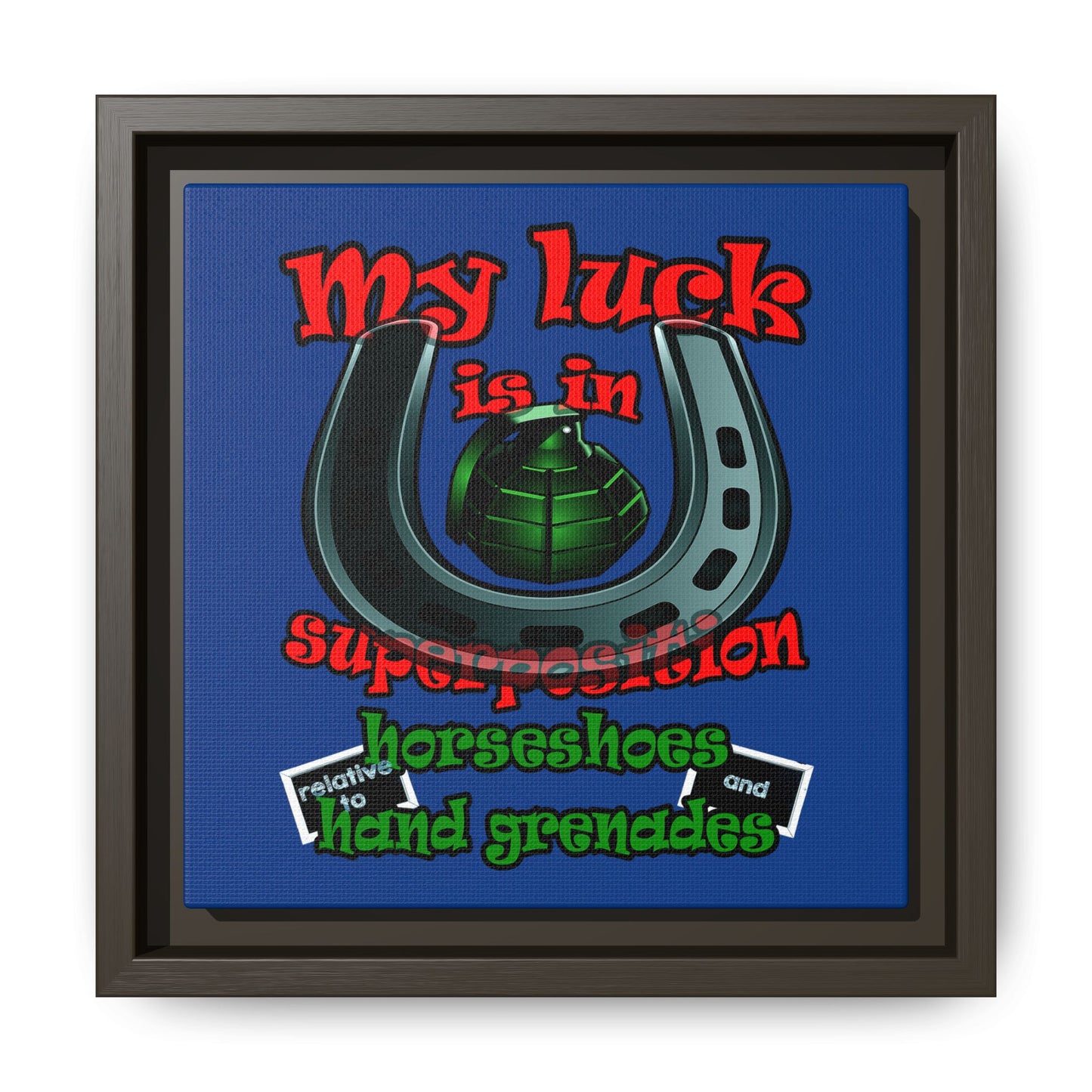 my luck - framed canvas art (dark blue)