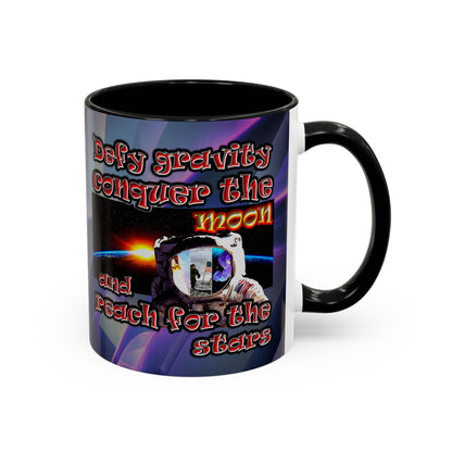 defy conquer reach - Accent Mug (grey-pink wave)