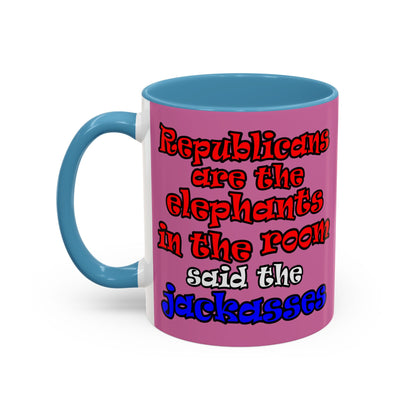 donkeys and elephants - Accent Mug (light pink)