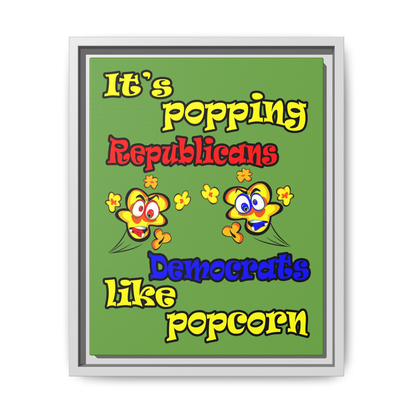 popping like popcorn - framed canvas art (green)
