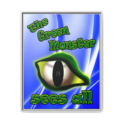 green monster - framed canvas art (blue-white wave)