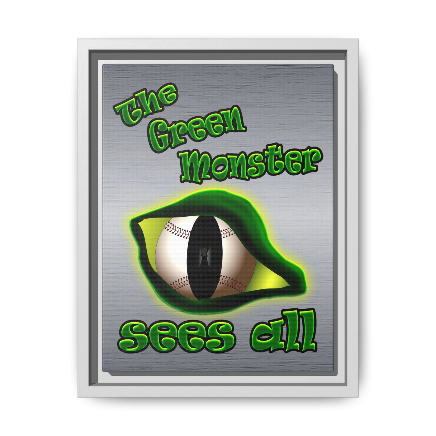 green monster - framed canvas art (brushed nickel)