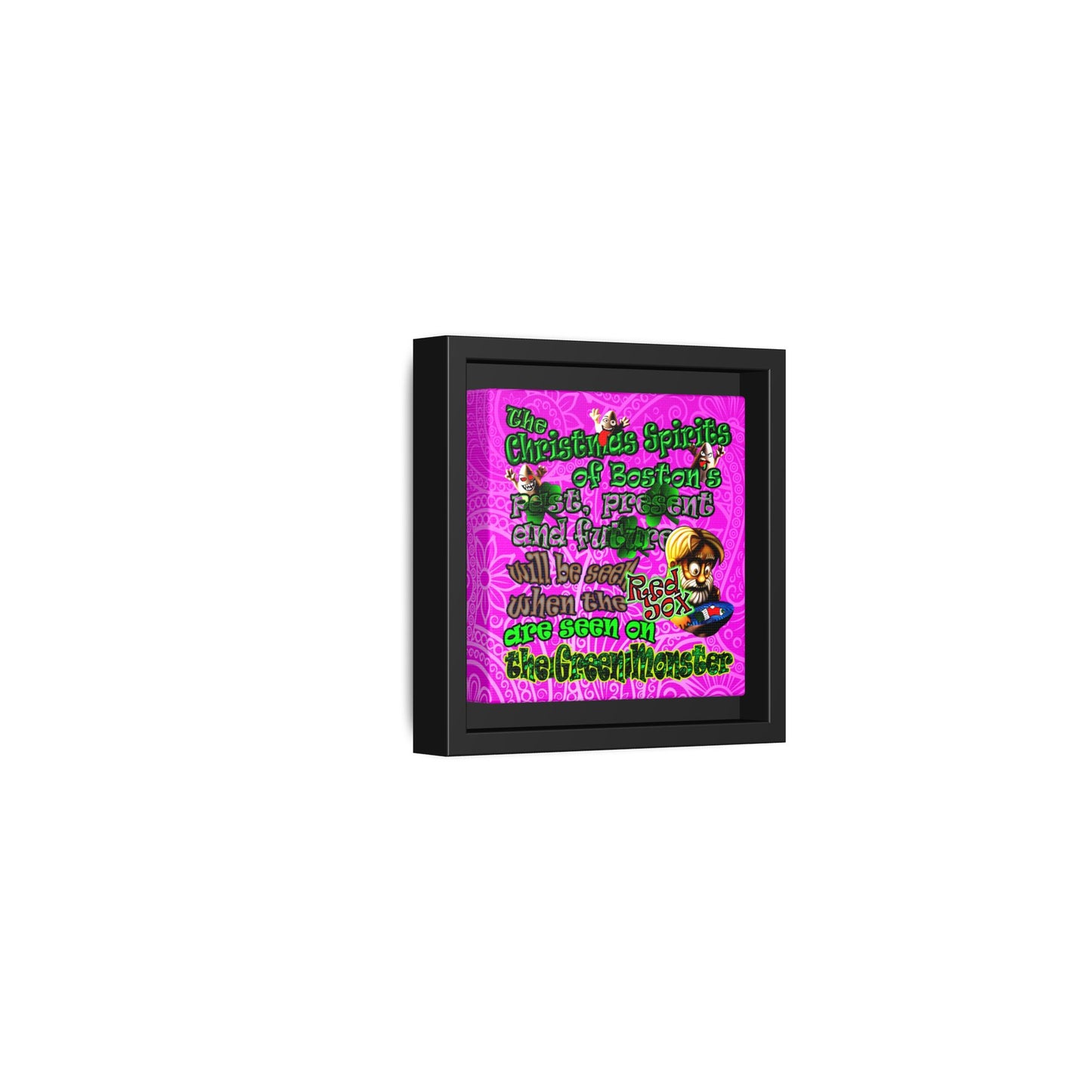 christmas spirits of boston - framed canvas art (pink swirl)