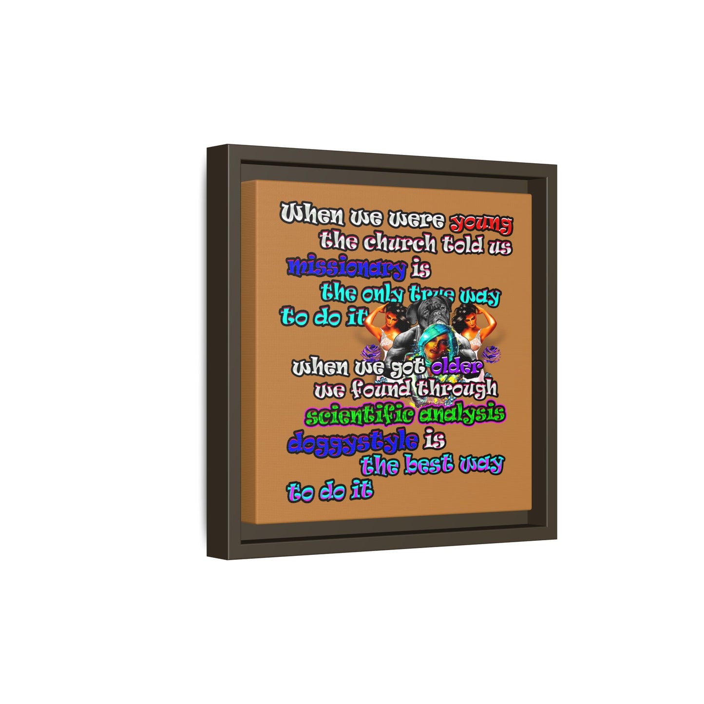 doggystyle - framed canvas art (light brown)