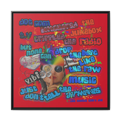drop the beat - framed canvas art (dark red)