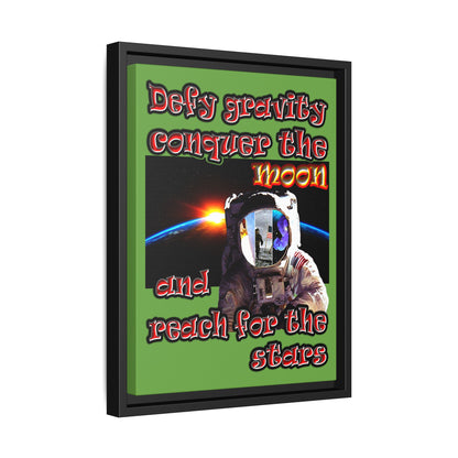 defy conquer reach - framed canvas art (green)