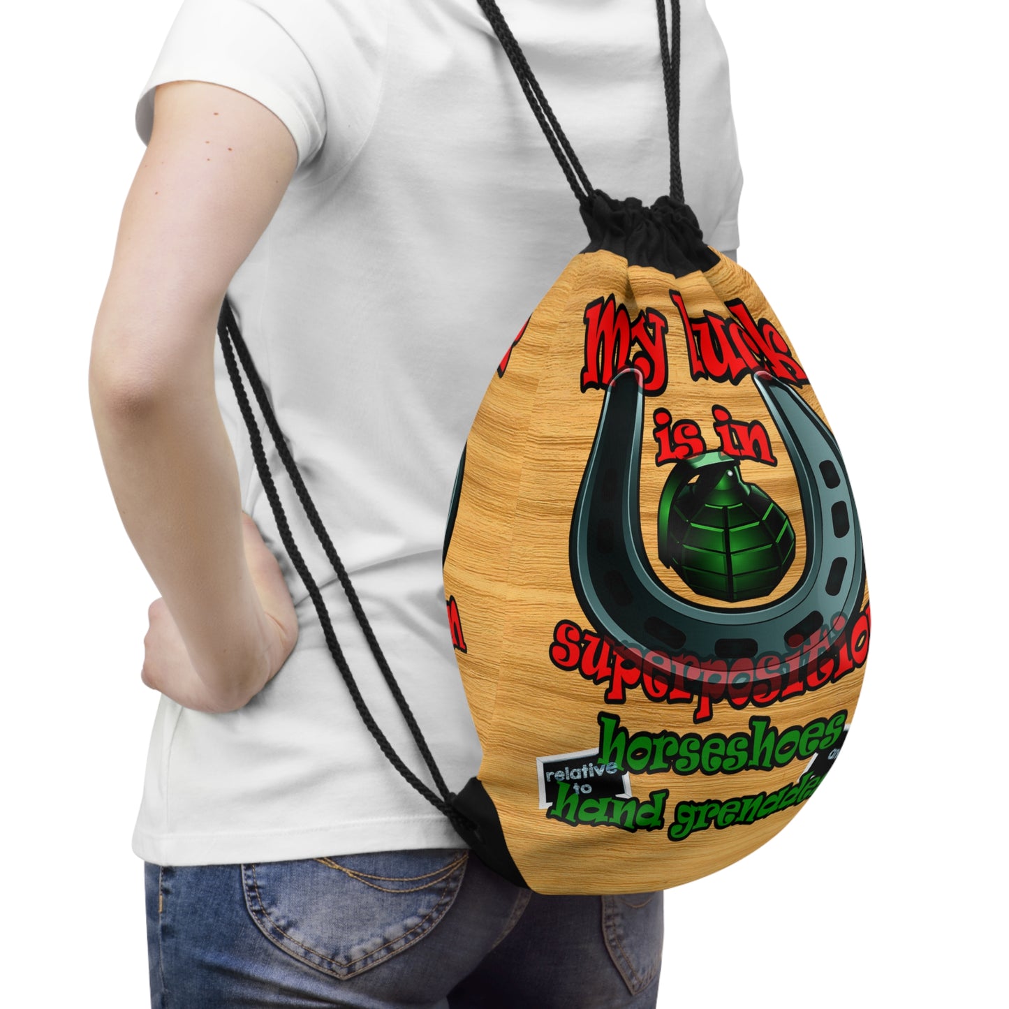 my luck - Drawstring Bag (butterscotch wood finish)