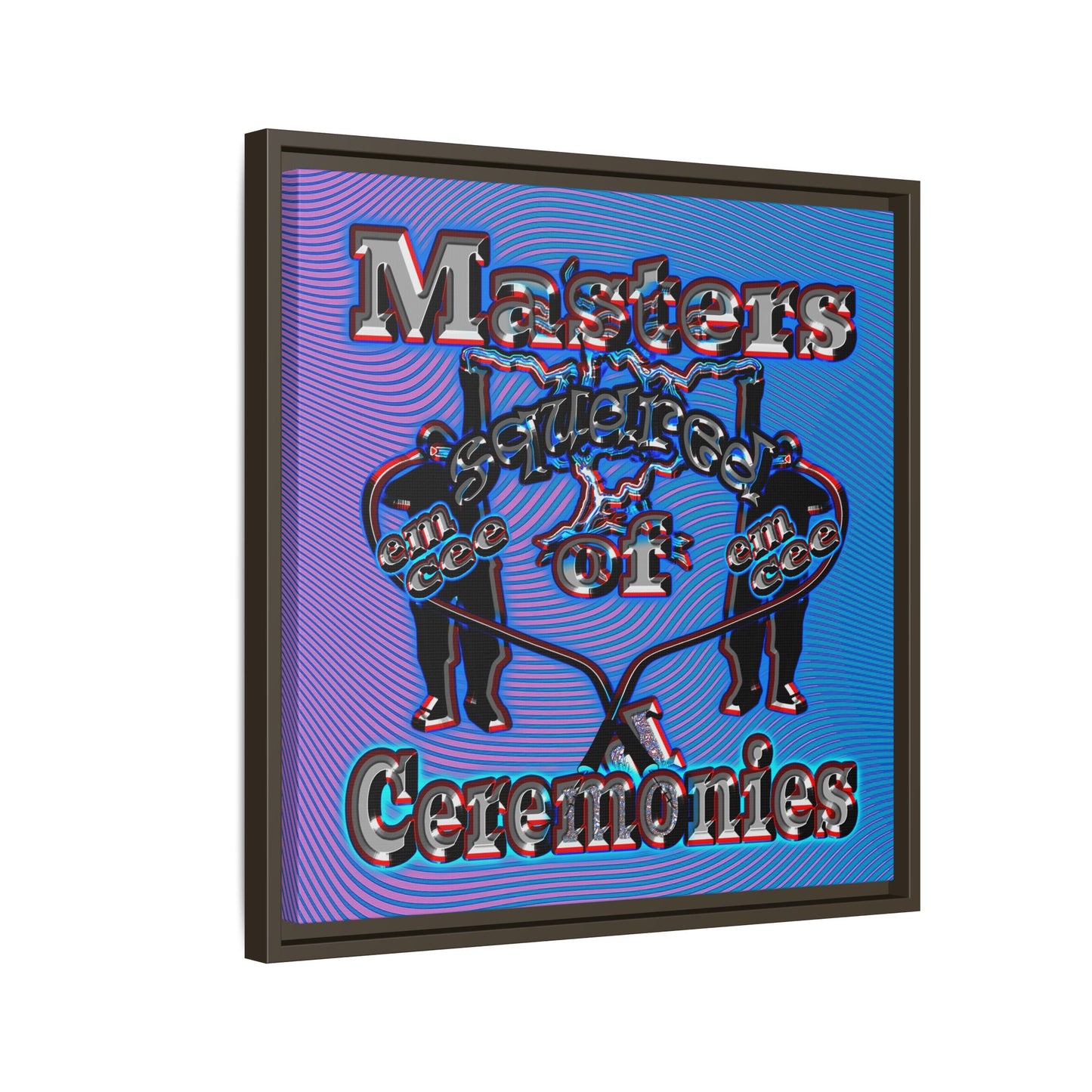 em cee squared - framed canvas art (light blue-purple wave)