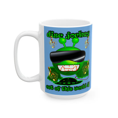 disc jockey - White Mug (light blue)