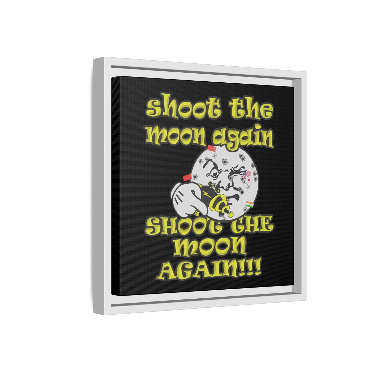 shoot the moon again - framed canvas art (black)