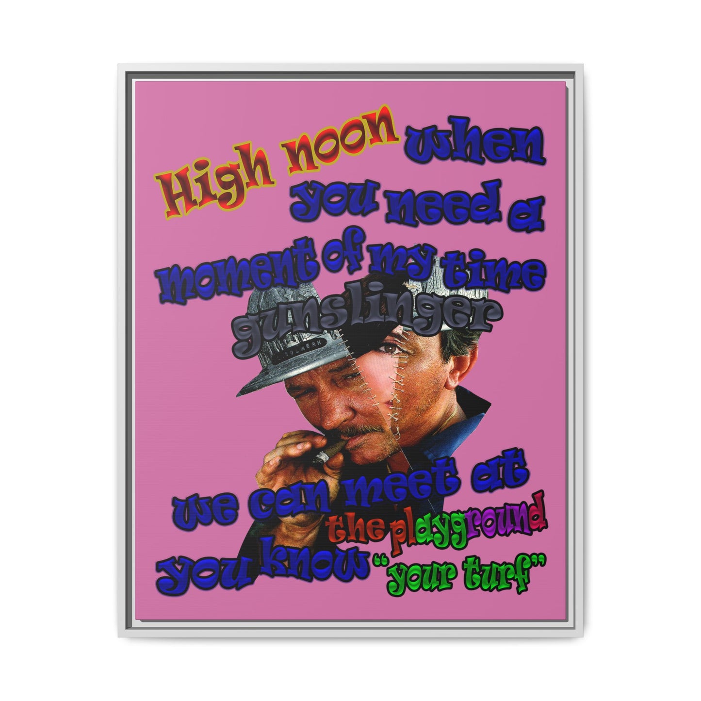 high noon - framed canvas art (light pink)