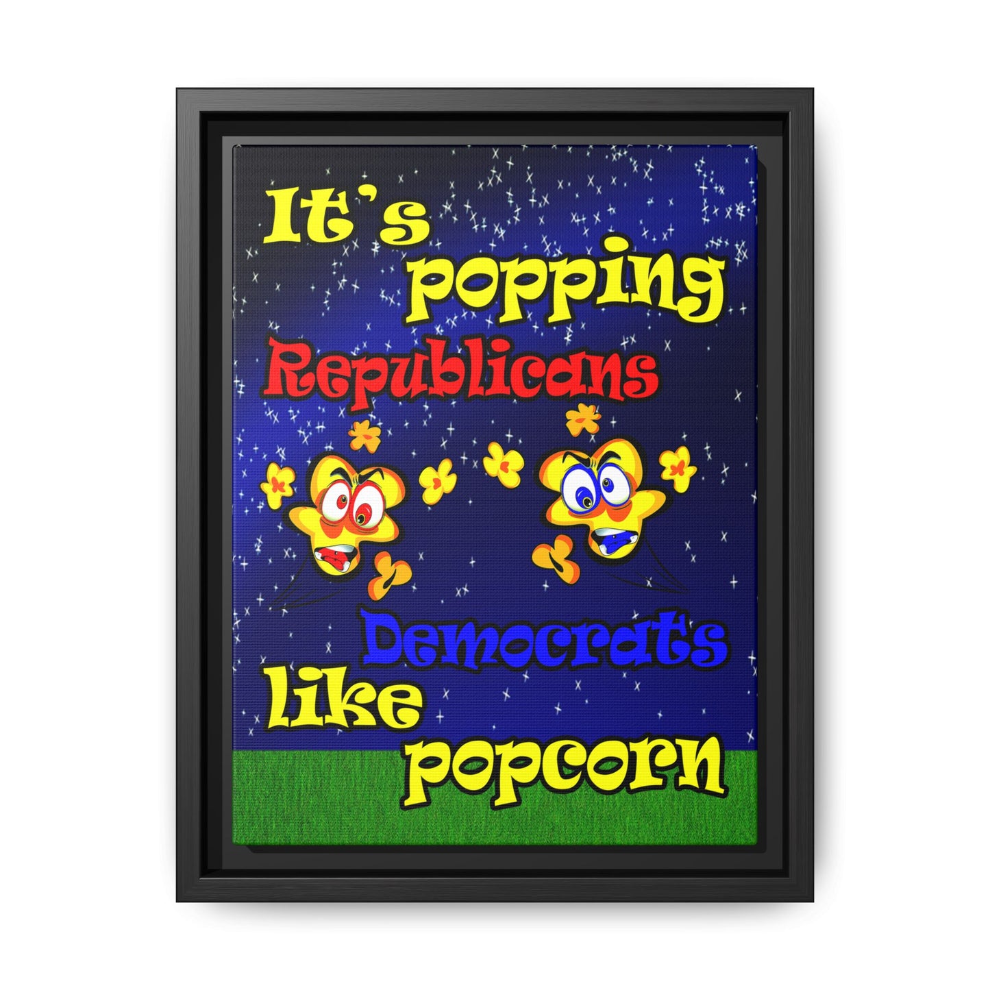 popping like popcorn - framed canvas art ('snoops' background)