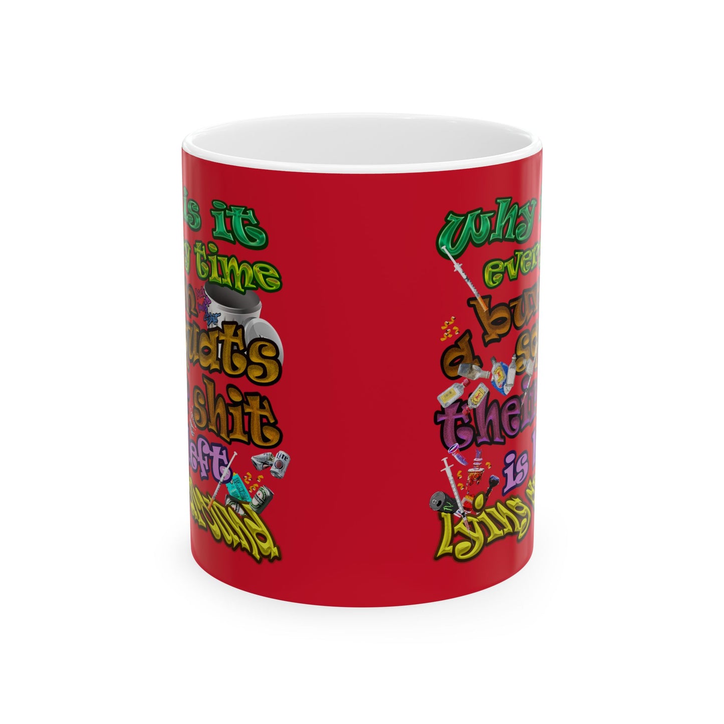 the bum's shit - White Mug (dark red)