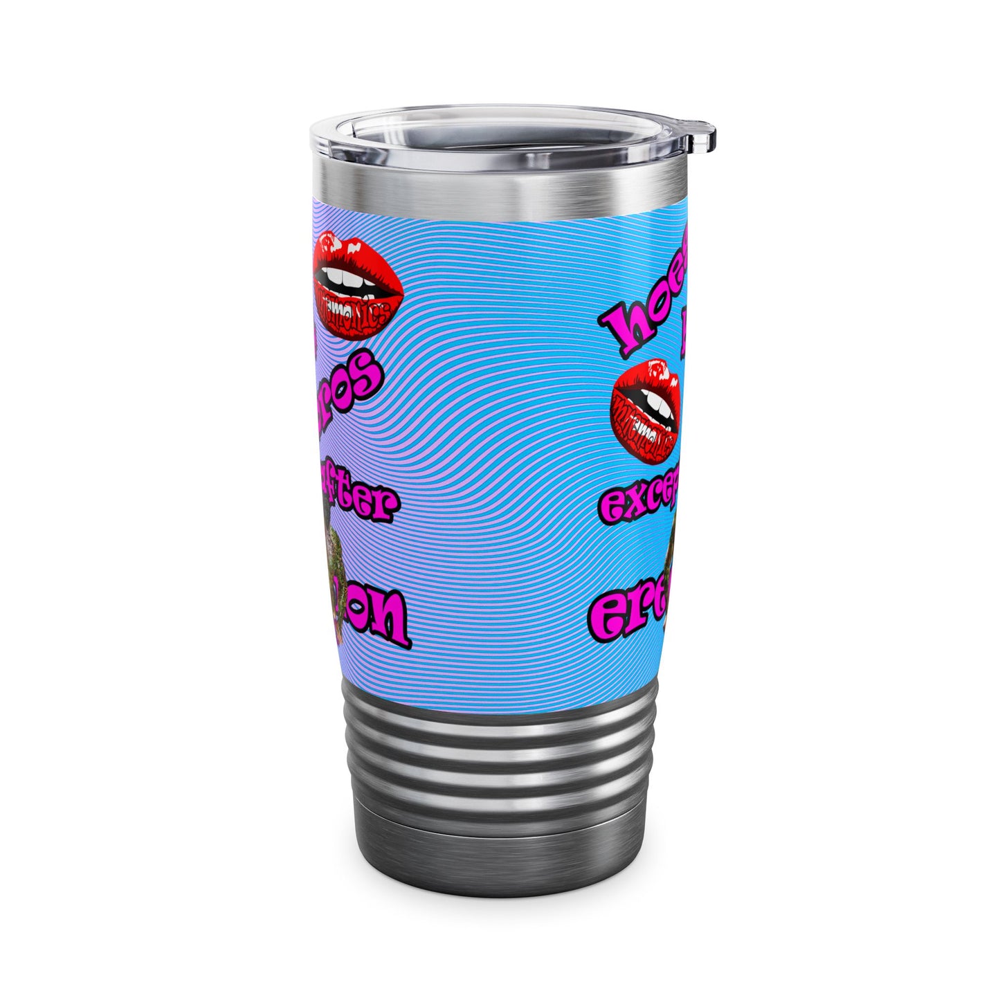 hoes b4 bros - Ringneck Tumbler, 20oz (light blue-purple wave)