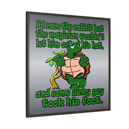 turtle race - framed canvas art (brushed nickel)