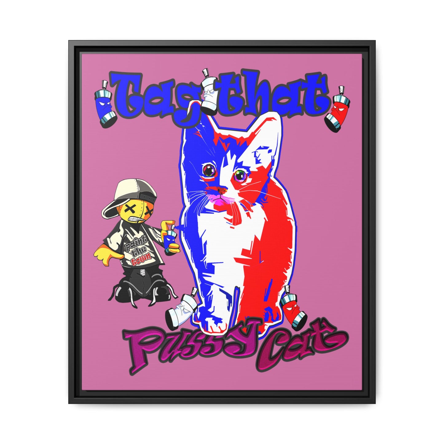 tag that - framed canvas art (light pink)
