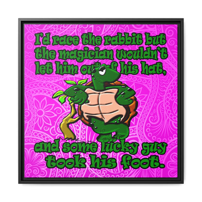 turtle race - framed canvas art (pink swirl)