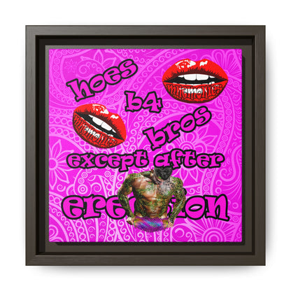 hoes b4 bros - framed canvas art (pink swirl)