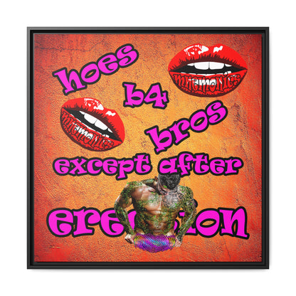 hoes b4 bros - framed canvas art (burnt orange)