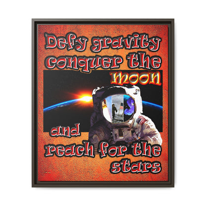 defy conquer reach - framed canvas art (burnt orange)