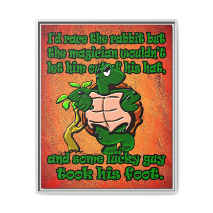 turtle race - framed canvas art (burnt orange)